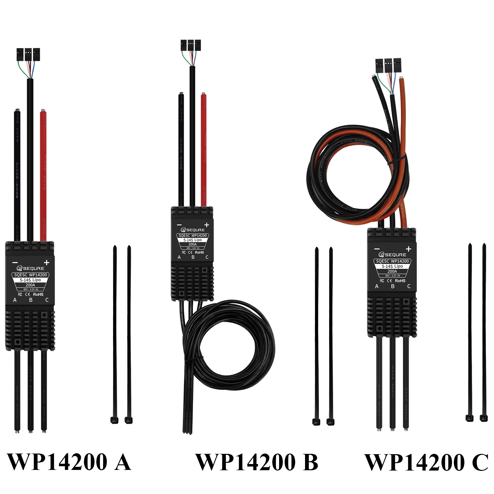 Rc Hobby Wire - SEQURE WP14200 IP68 Wodoodporny Bezszczotkowy Regulator